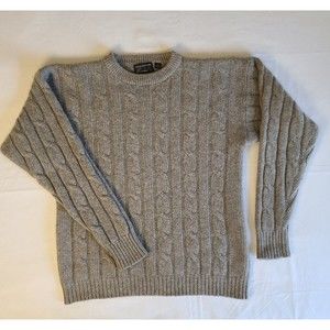 Brooks Brothers Women's Grey Cashmere Sweater Pullover Cable Knit Long Sleeve Lg